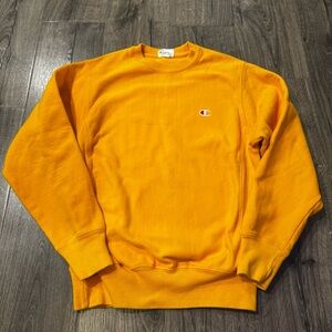 Champion Men's Vibrant Yellow Crewneck Sweater size small reverse weave